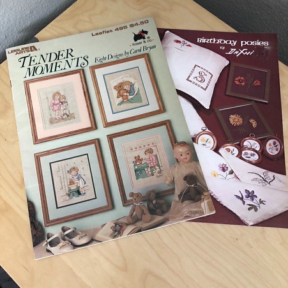 Vintage Tender Moments & Floral Monogram Instructional Booklets - 1980's